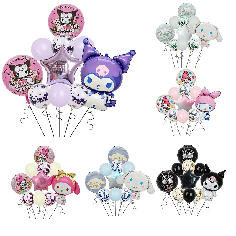 10pcs Cartoon Sanrio Cute Kuromi My Melody Cinnamoroll Foil Balloon 32 Inch Number Set Children\'s Birthday Party Decorative Toys