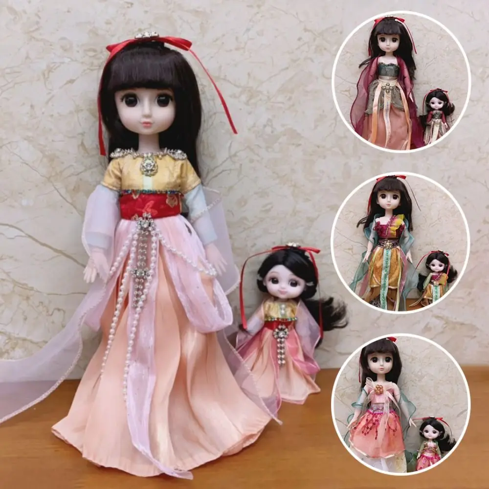 Gown Dolls Ancient Costume Photo Props Handmade Dolls Hanfu Clothing Changing Dressing Game Mini Doll Silk Set