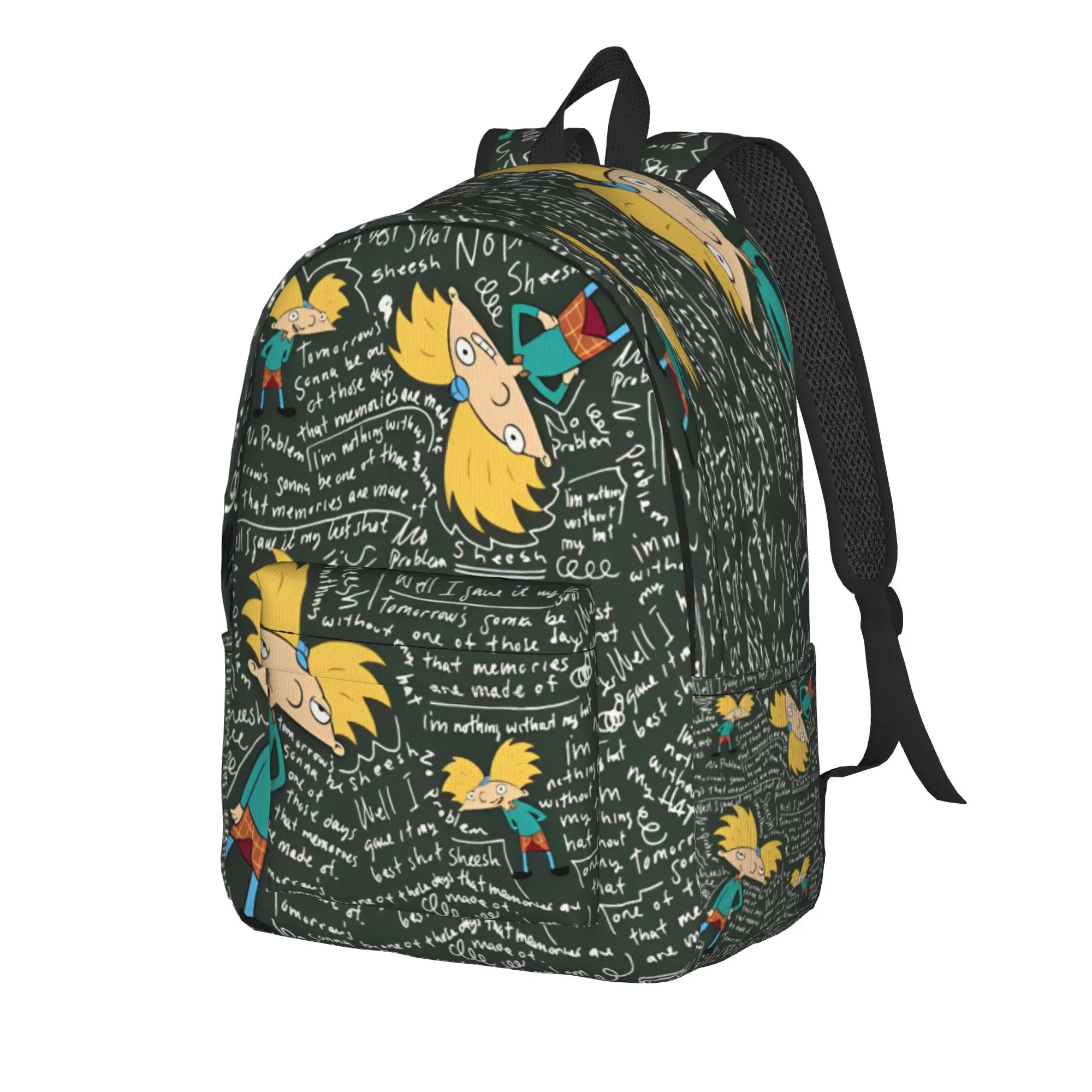 Hey Arnold Backpack Unisex Anime Series Pattern Backpacks Polyester Style School Bags Trekking Custom Rucksack