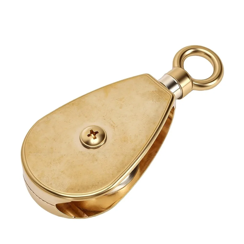 Durable 38mm Pulley Swivel Hook Pulley Fits 3/8 Inch Rope Heavy Duty Marine Pulley Brass Lifting Rope Pulley Rope Rigging