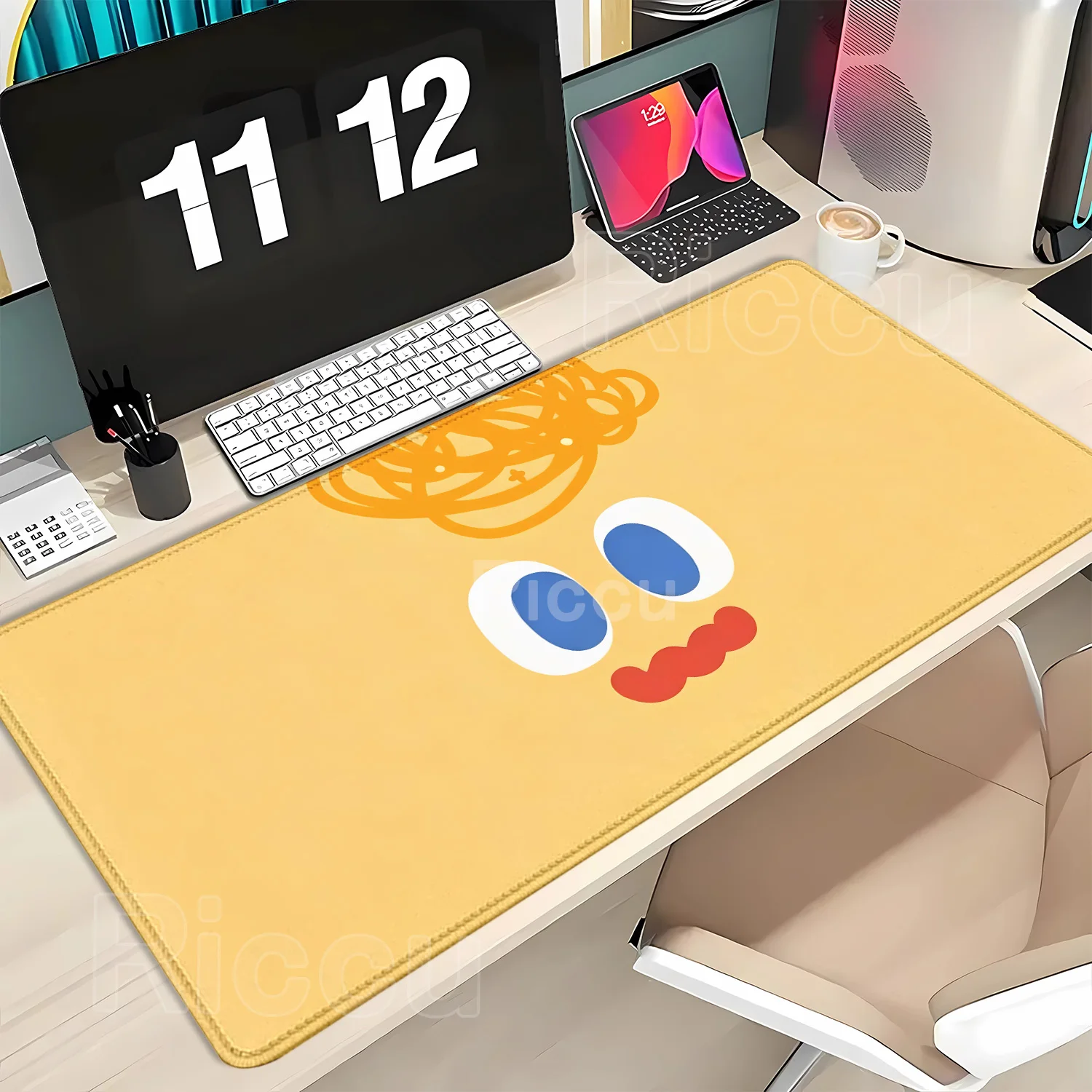 PC Cute Eye Expression Kawaii Pad  Rubber Mousepad For PC Gamer Desktop Decoration Office Mouse Mat Deskmat Rug Stitched Edge