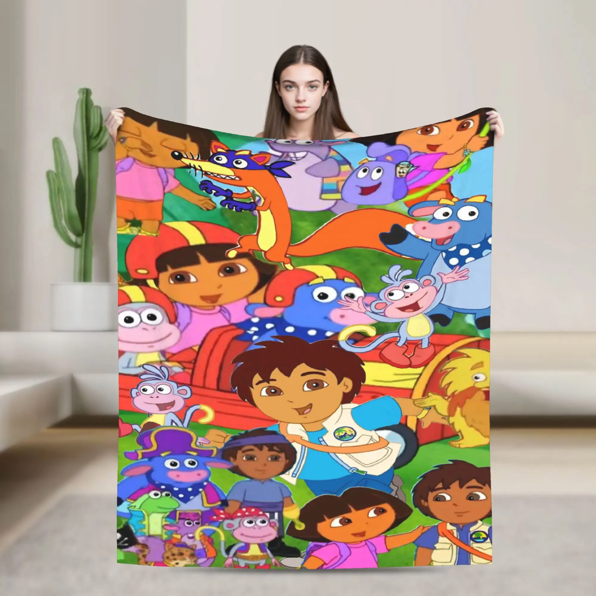 بطانية دافئة ناعمة مزخرفة دوراس المستكشف الكرتون رمي بطانية الفانيلا المفرش لغرفة النوم غطاء سرير أريكة مريح #1