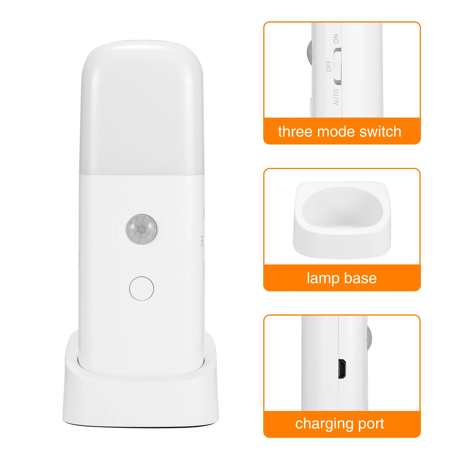 2000mAh LED Night Light Rechargeable Motion Sensor Bedside Lamp With 5 Levels Adjustable Brightness Dimmable Nursery Nightlight