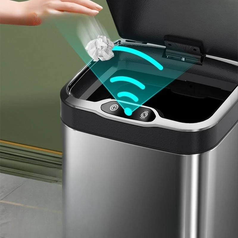 

Sanitary kitchen Italian smart with lid stainless steel automatic living room induction trash can household