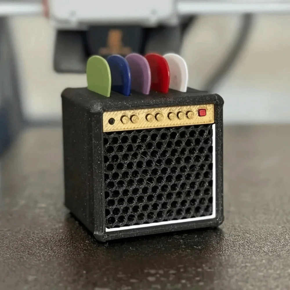 Retro Guitar Pick Holder 3D Printing Speaker Guitar Design Guitar Pick Display Box Waterproof Dustproof