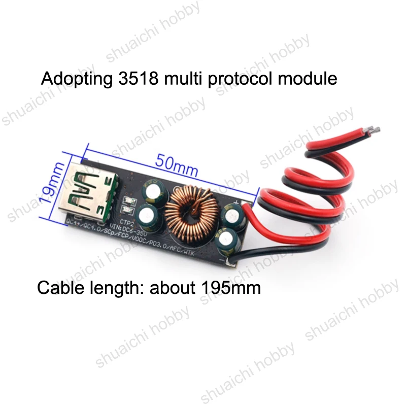 1 szt. XT60 zasilacz 3518 moduł wieloprotokołowy USB/Type-C podwójny port telefon szybkie ładowanie dla DJI AVATA FPV akcesoria do dronów