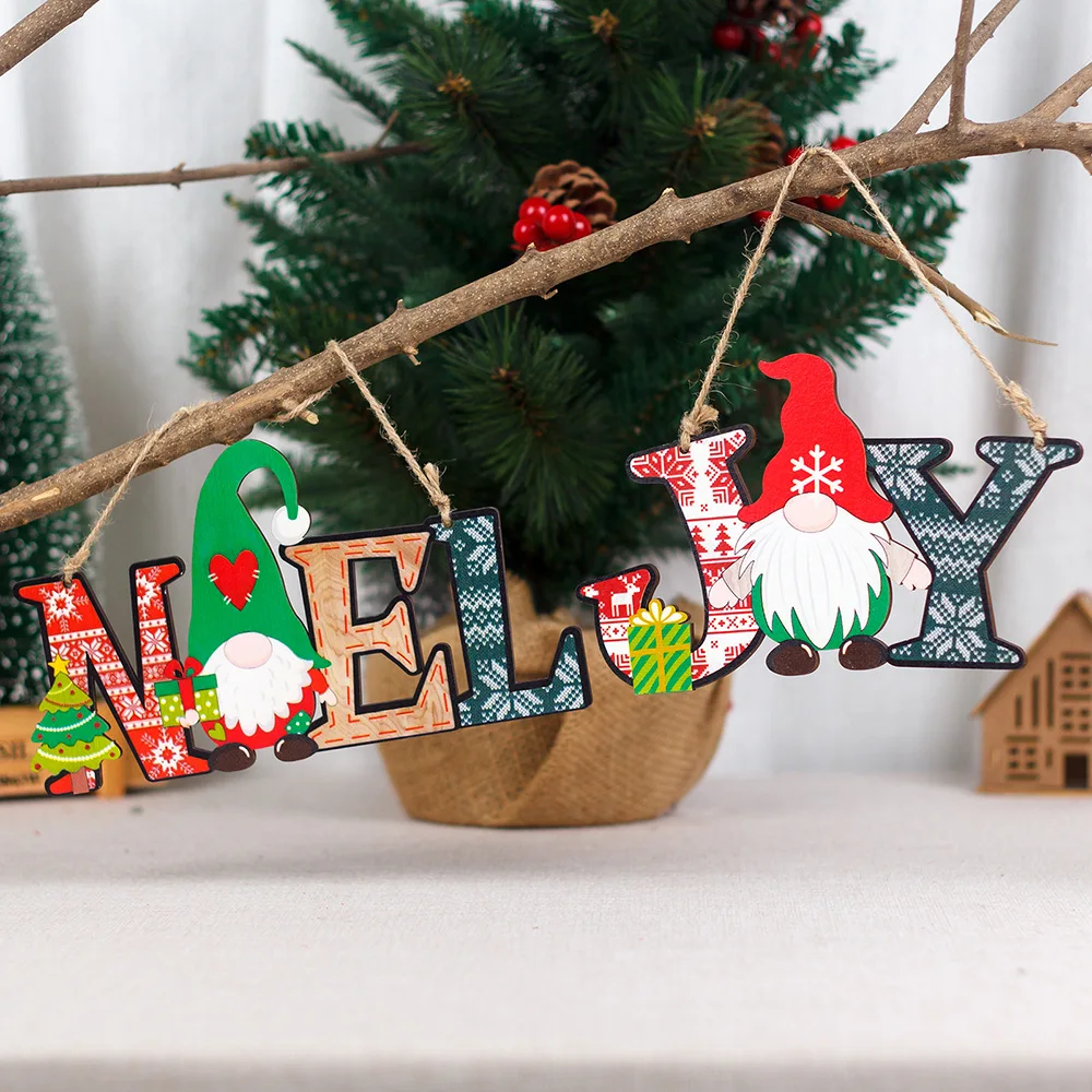 Xmas Hanging Wood Ornaments for Christmas Tree DIY Assembly Christmas Decoration for Home New Year Gift Christmas Craft Supplies
