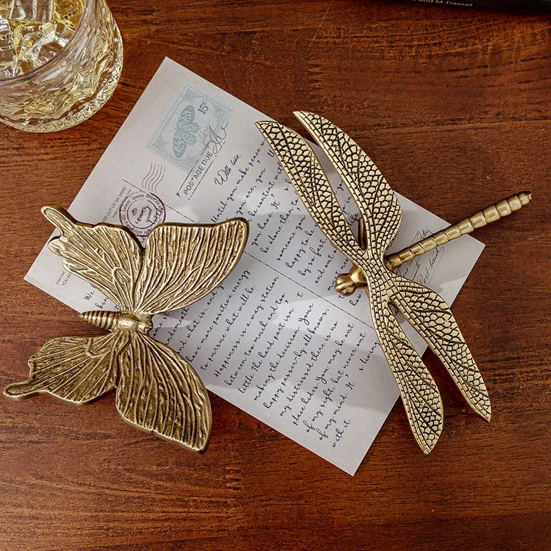 

North European-American Style Desk Ornament Indian Brass Butterfly Dragonfly Retro Creative Study Decoration