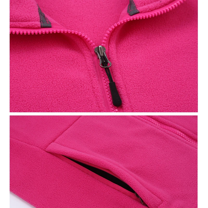 Women\'s Lightweight Full Zip Soft Polar Fleece Jacket Hiking Camping Outdoor Recreation Coat With Zipper Pockets