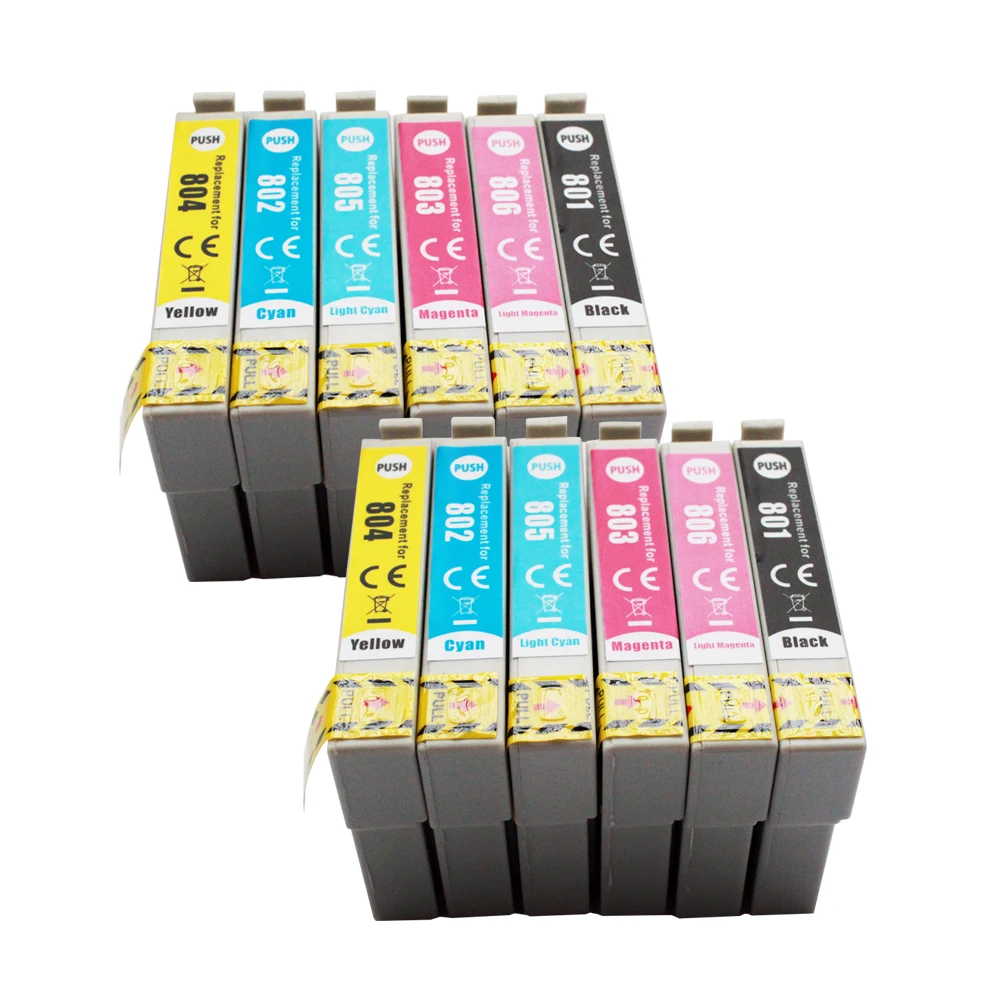 12 INK CARTRIDGES FOR COMPATIBLE EPSON STYLUS PHOTO P50 R265 R285 R360 RX560 RX585 RX685 PX700W PRINTER T0801-T0806 T0807XL