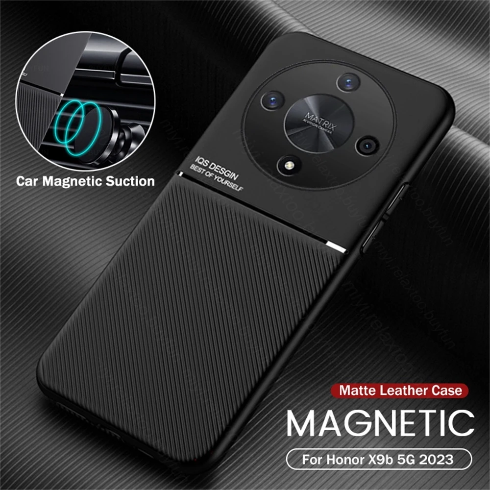 Car Magnetic Holder Leather Cover For Honor X9b 5G Case Silicone Shockproof Coque On HonorX9b Honer Honar X 9b 5G ALI-NX1 6.78