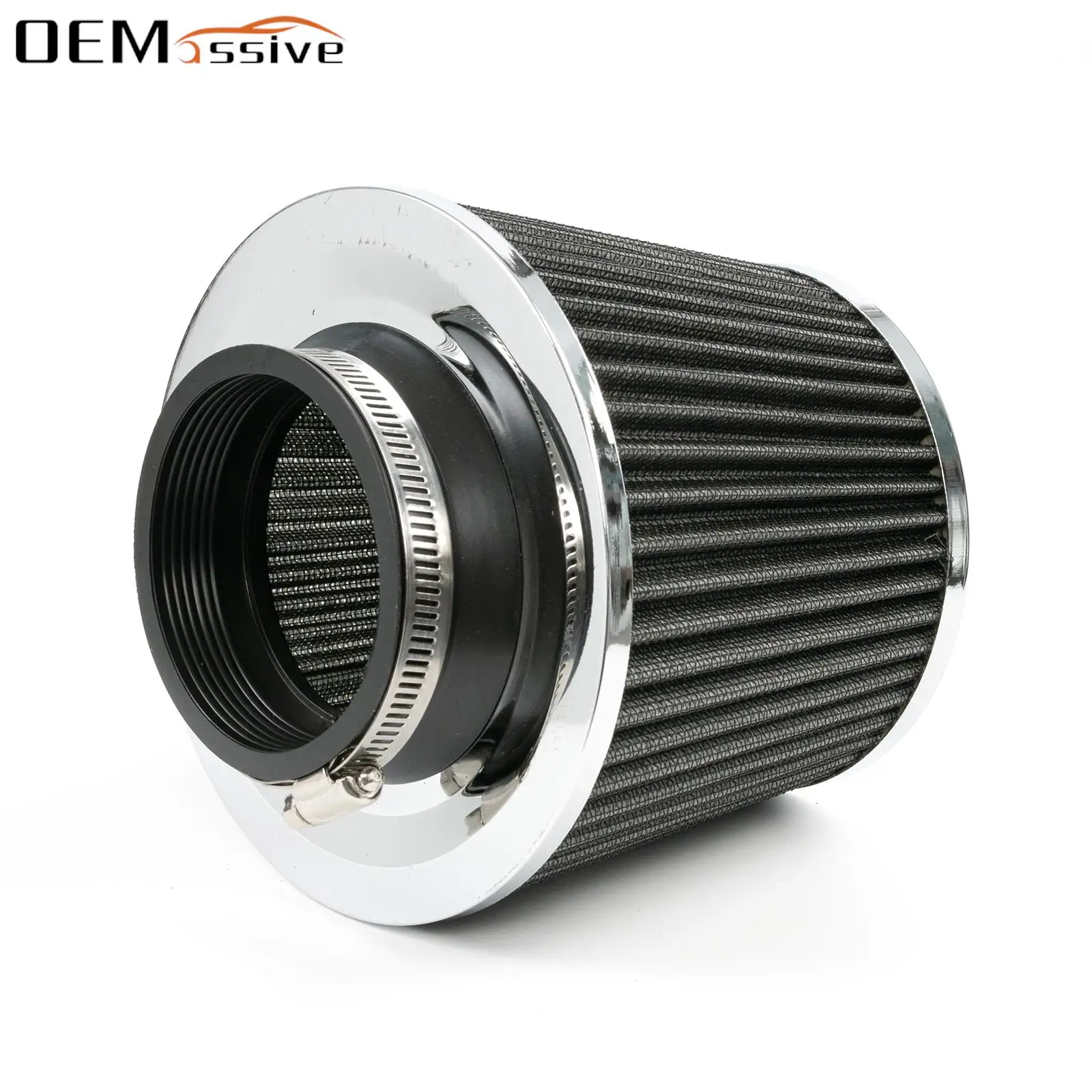 ユニバーサルコールドエアインテークフィルター誘導キット,スポーツパワーメッシュコーン,シルバーカーアクセサリー,高性能高流量,76mm, 3