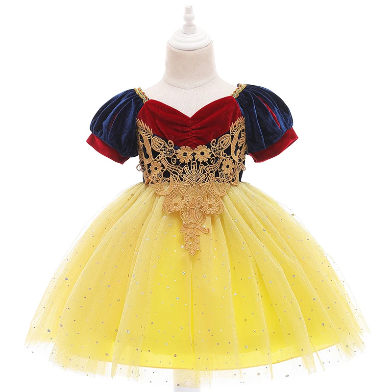 Vestido hinchado de tul Blancanieves para niña, corona, varita mágica, bolsa, guante, collar, pulsera, anillo, conjunto de pendientes, disfraz de princesa para fiesta de Cosplay