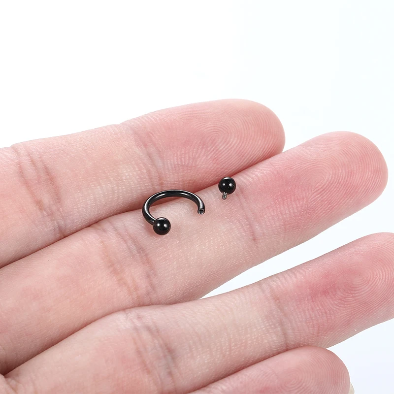 1PC Titanium Nose Piercing Hoop Septum Earrings Internal Thread 16G Circular Barbell Horseshoe Ring Tragus Helix Pircing Jewelry
