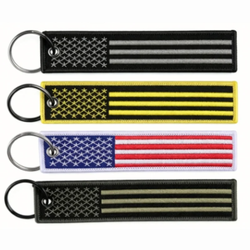 Porte-clés personnalisé brodé drapeau moto et voiture, idéal pour scooters, voitures, cadeaux aviation