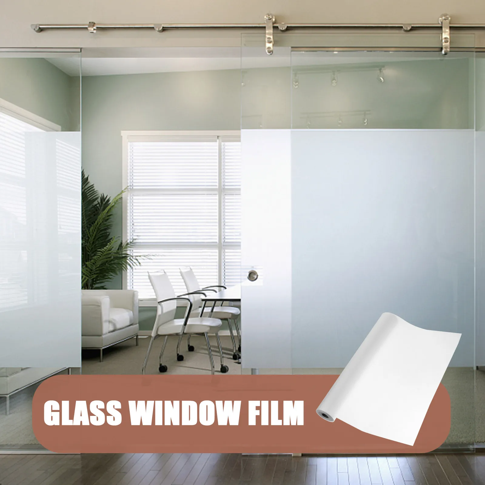 1 Roll Frosted Window Film Privacy PP Material Static Cling No Glue Glass Sticker Heat Uv Blocking Privacy Film for Bathroom
