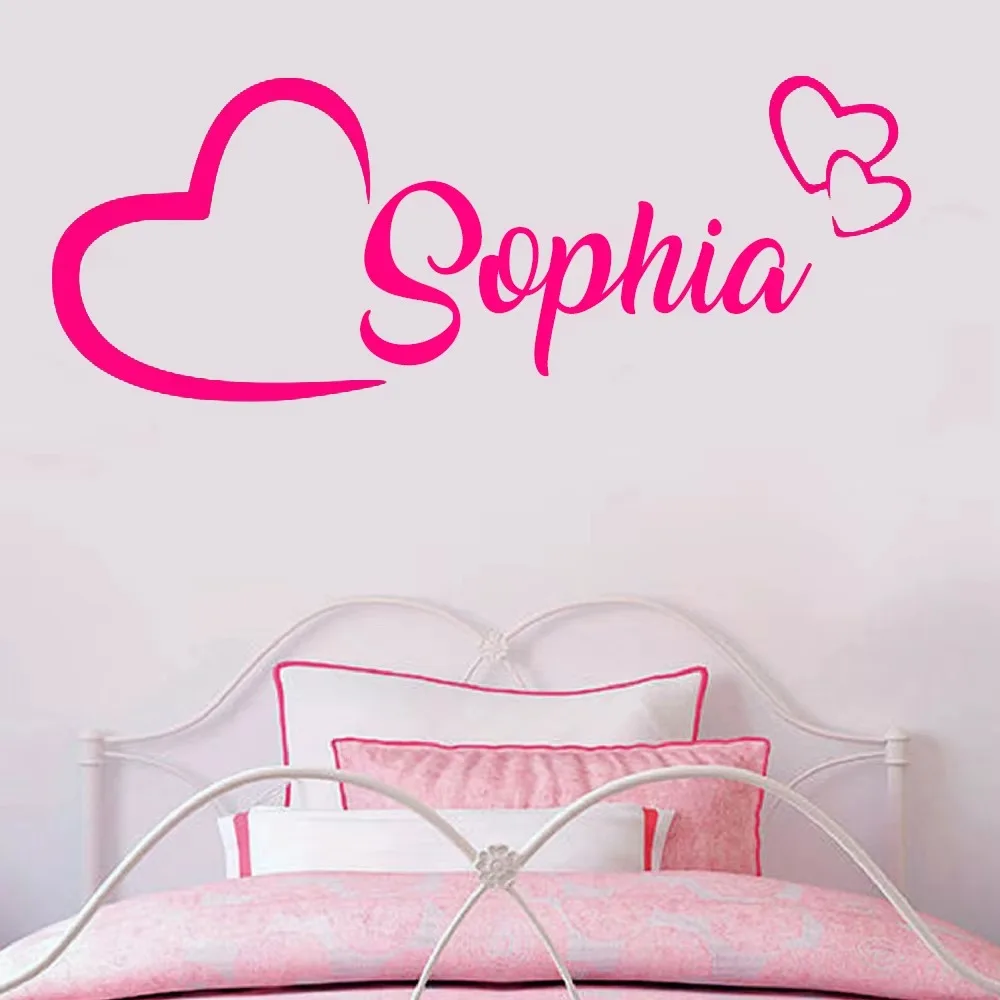 1pc Lovely Personalize Custom Name Love Wall Decal Art Vinyl Stickers For Living Room Bedroom Waterproof Wall Art Decal