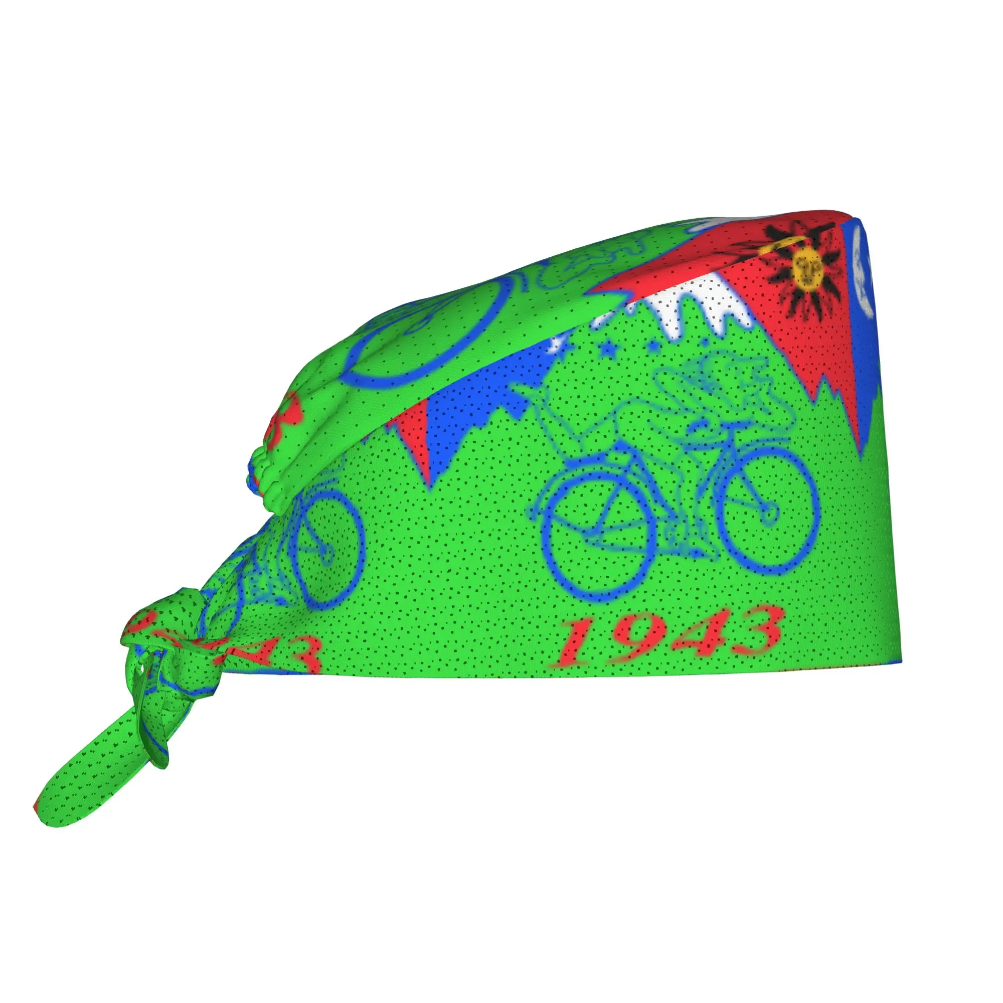Custom Albert Hofmann Bicycle Day Scrubs Cap Surgical Hats Men Women LSD Acid Blotter Operator Hats Lab Works Hat