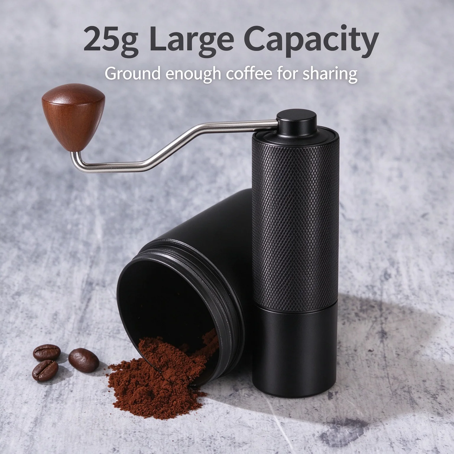 Portable Manual Coffee Grinder, Stainless Steel Adjustable 7-core Burr Hand Coffee Mill, Hand Crank Coffee Bean Grinder for Home