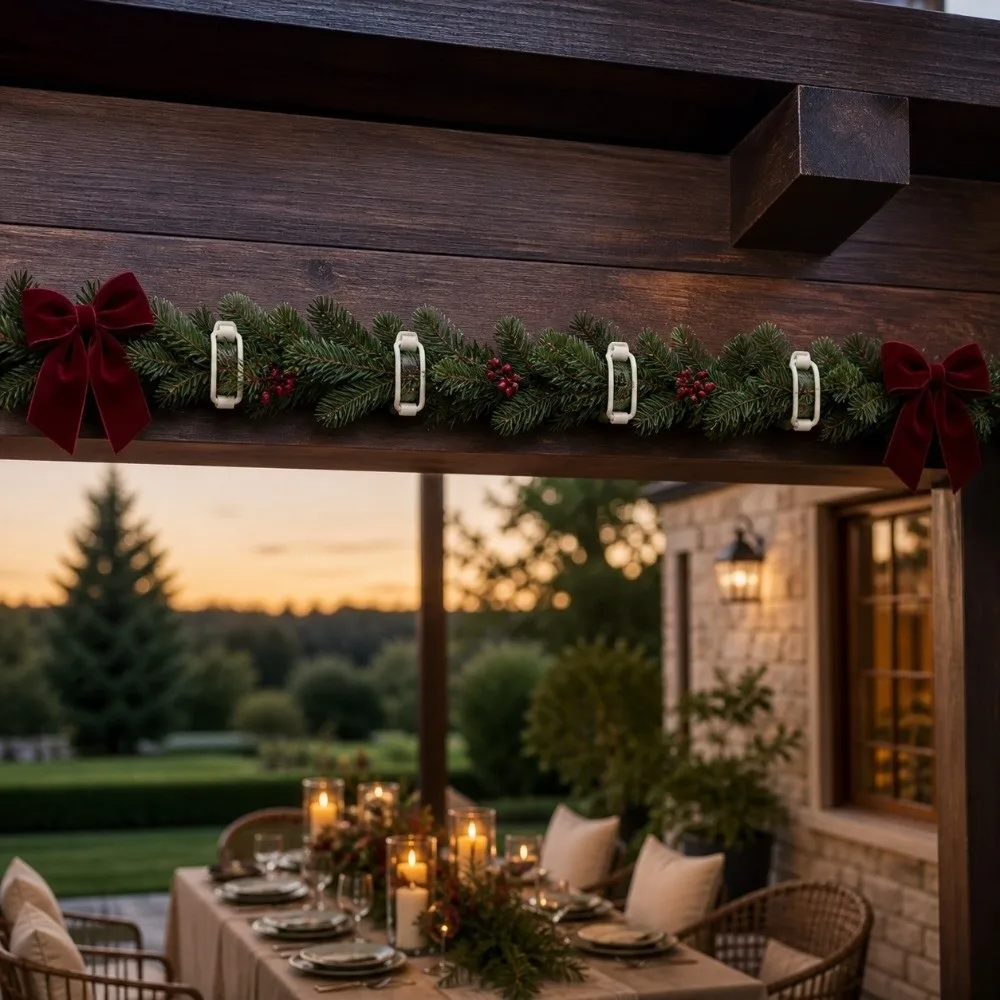 1 Set Self-Adhesive Outdoor Light Hanger Clip Tool-Free Installation Strong Adhesion Light Hanging Clip Weather Resistant