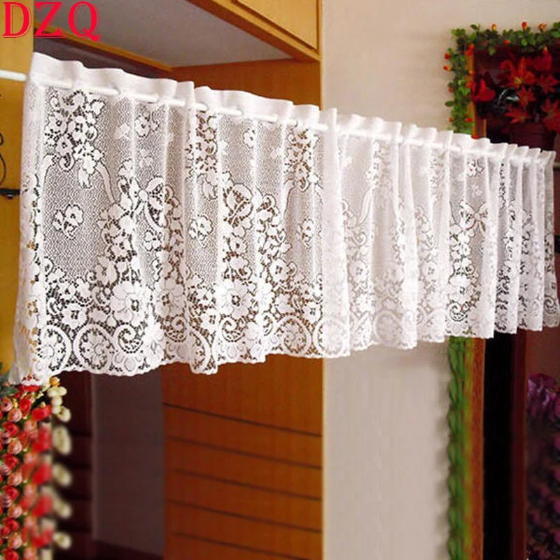 

Korean Style Retro Flowers Lace Short Curtains for Kitchen White Lace Tulle Half Curtains for Living Room Coffee Curtains #A463