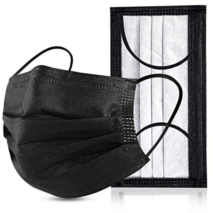 Black Disposable Face Masks 4 Layer Protection 50 Pcs