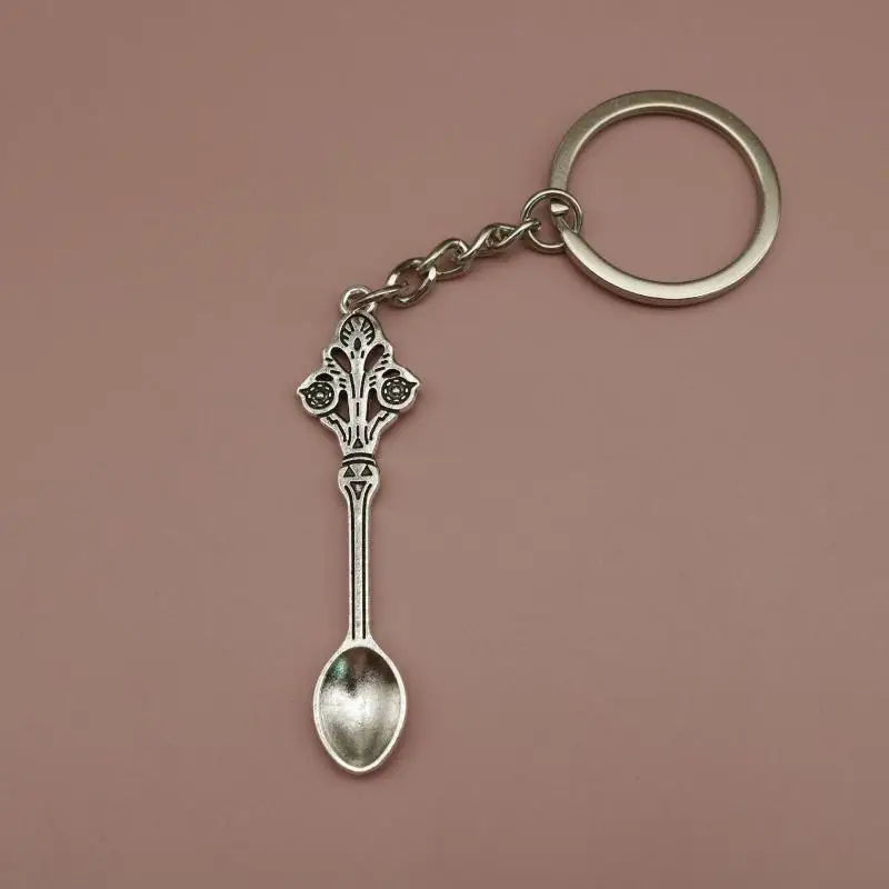 Mini Spoon Keychain Minimalist Tiny Teaspoon Pendant Necklace Key Ring for Salt Vial Filling Simple Daily Decor Gift