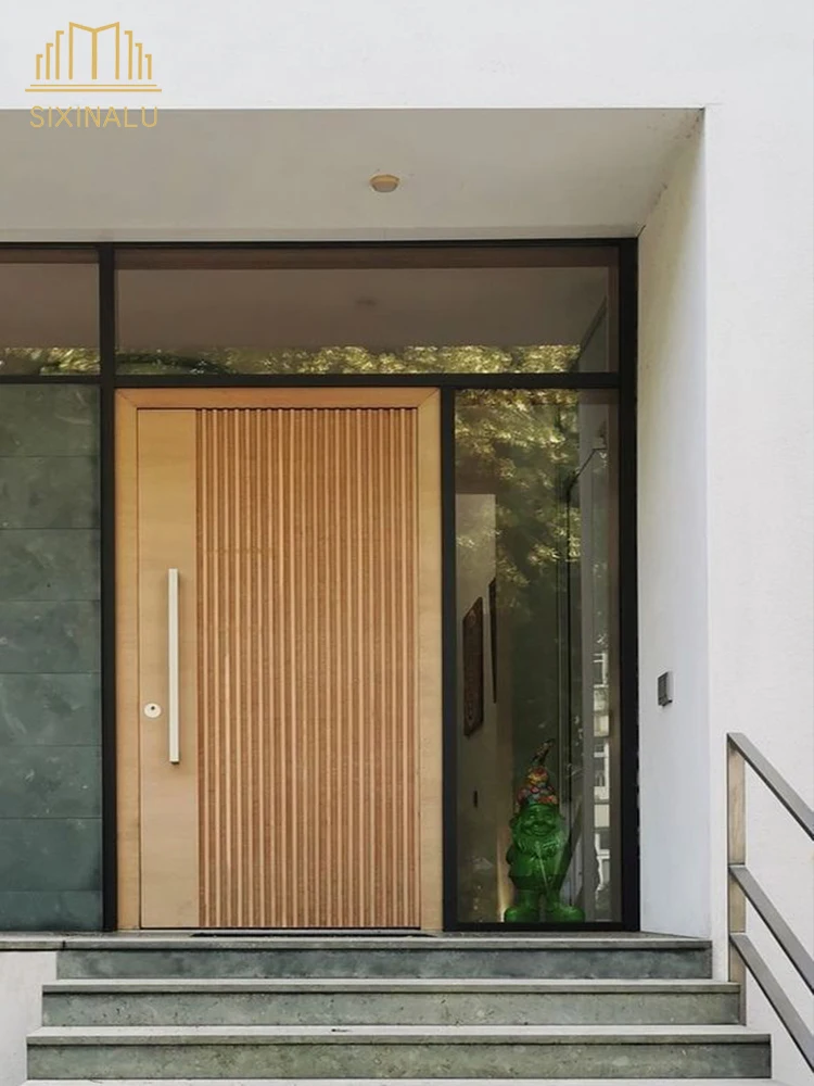 Sixinalu Entry Doors Main Villa House Gate Front Exterior Pivot Casement Entrance Door Security Aluminum Home Decor Customize