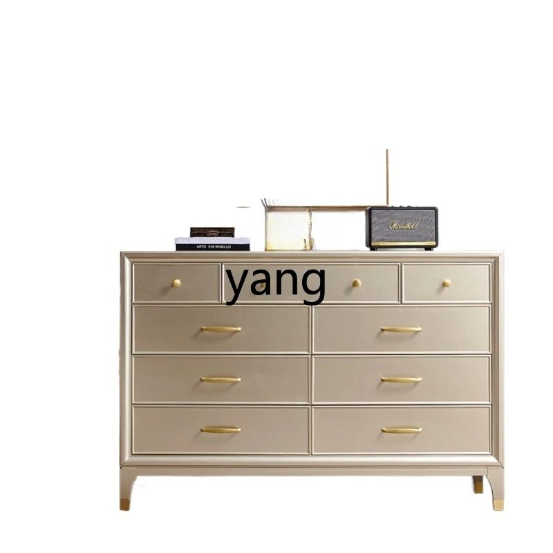 

LMM Bedroom Bed Champagne Nine-Drawer Cabinet Modern Simplicity with American Style Living Room Storage Wall Cabinet