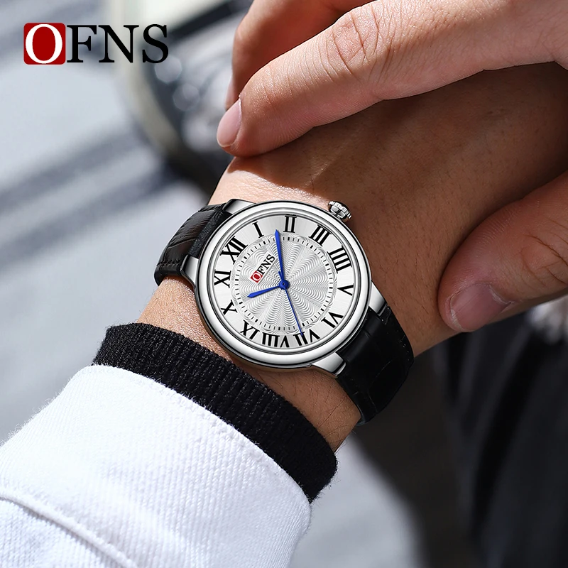 OFNS Top Brand Luxury Quartz Watches for Men High Quality Stainless Steel Leather Waterproof Sport Business Sport Quartz Clock