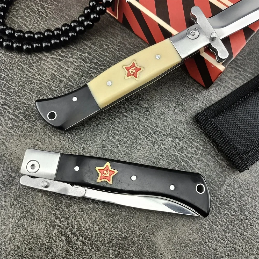 Russian Finka NKVD Folding Pocket Knife 440C Steel Blade ABS Handle Tactical Outdoor Survival Everyday Carry Knife Camping Tool