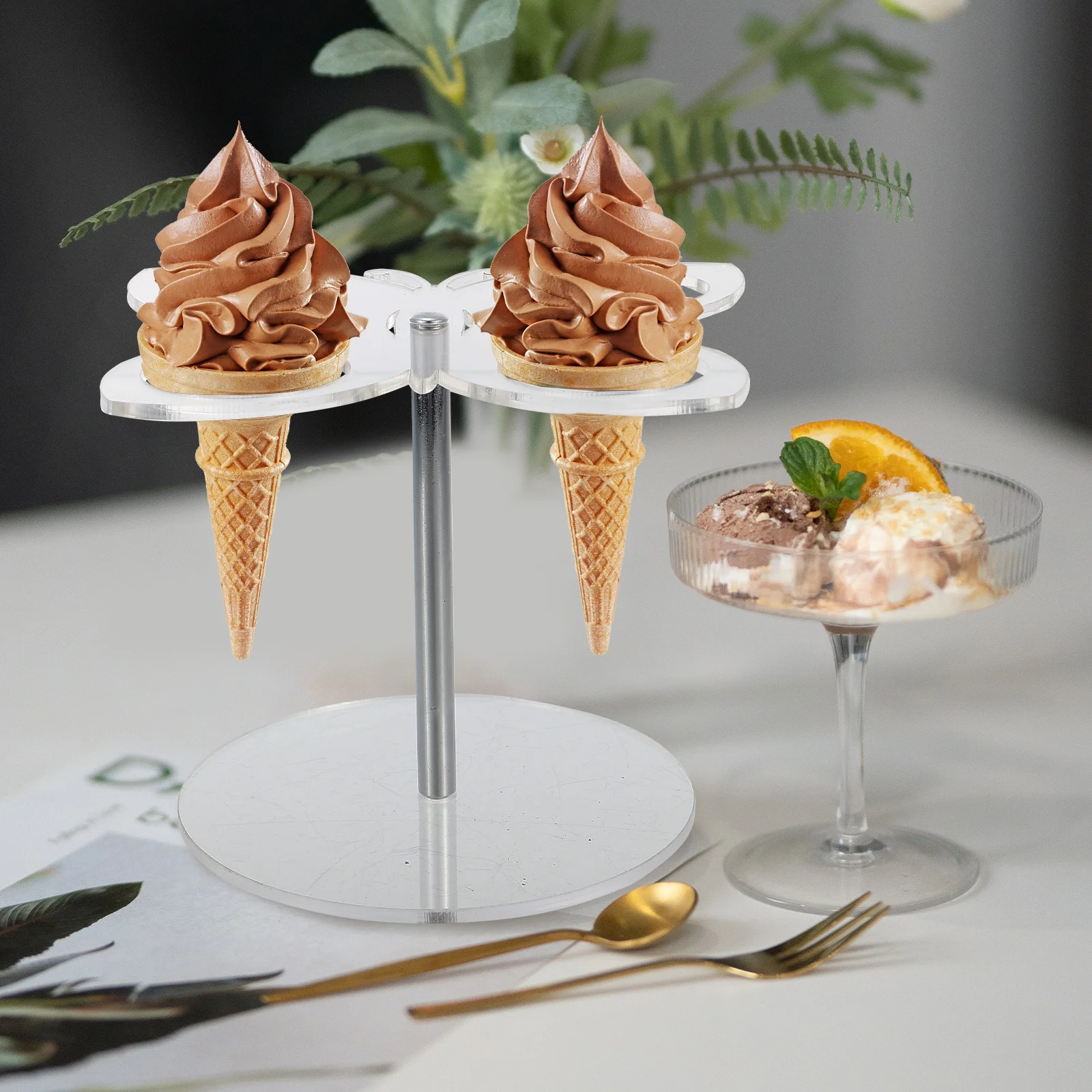 

Acrylic Ice Cream Cone Rack Simple Style Desktop Sushi Display Stand Stable Bracket Easy Use Multifunctional Party Dessert