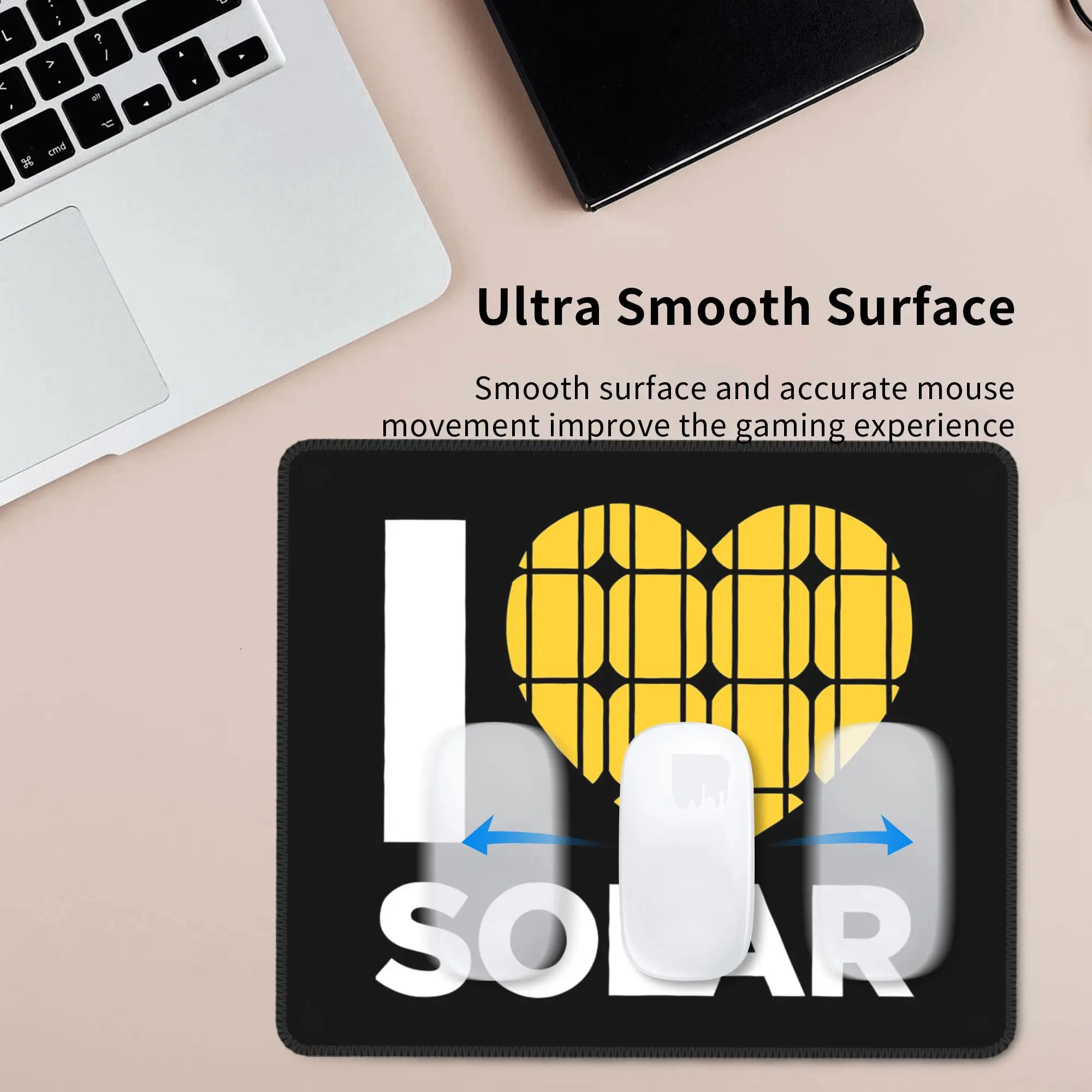I Love Solar (블랙) 마우스 패드 컴퓨터 키보드 마우스 매트 게임용 PC 노트북 책상 매트 사무용품 테이블 매트