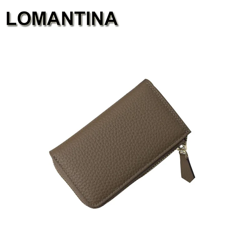 Lomantina Visitekaartje Houder Portemonnee Mannen Unisex Luxe Designer Echt Lederen Auto Sleutels Kaarthouder Case Rits Geld Tassen