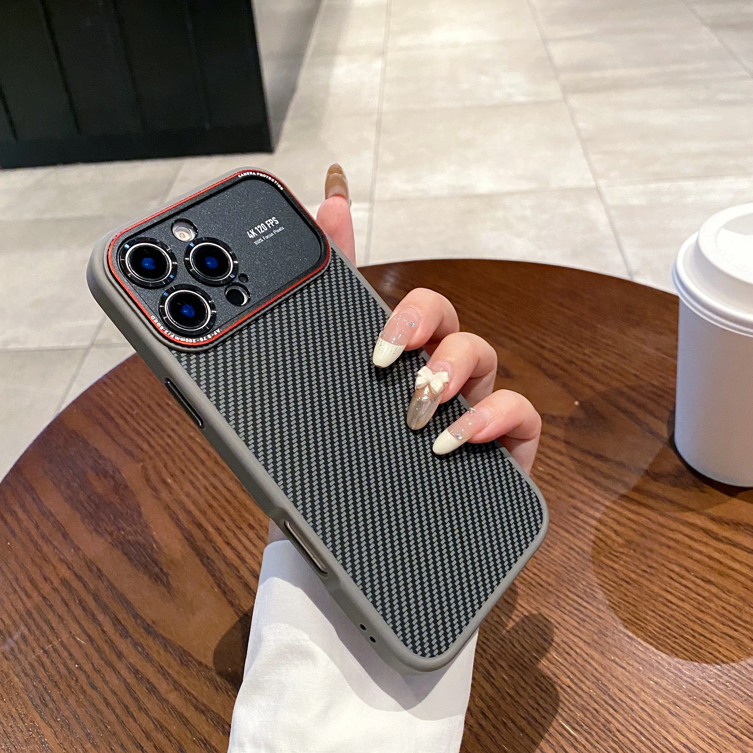 LJ الفاخرة ألياف الكربون محكم المغناطيسي جراب هاتف آيفون 14 15 16 17 برو ماكس نافذة كبيرة عدسة حماية غطاء مقاوم للصدمات