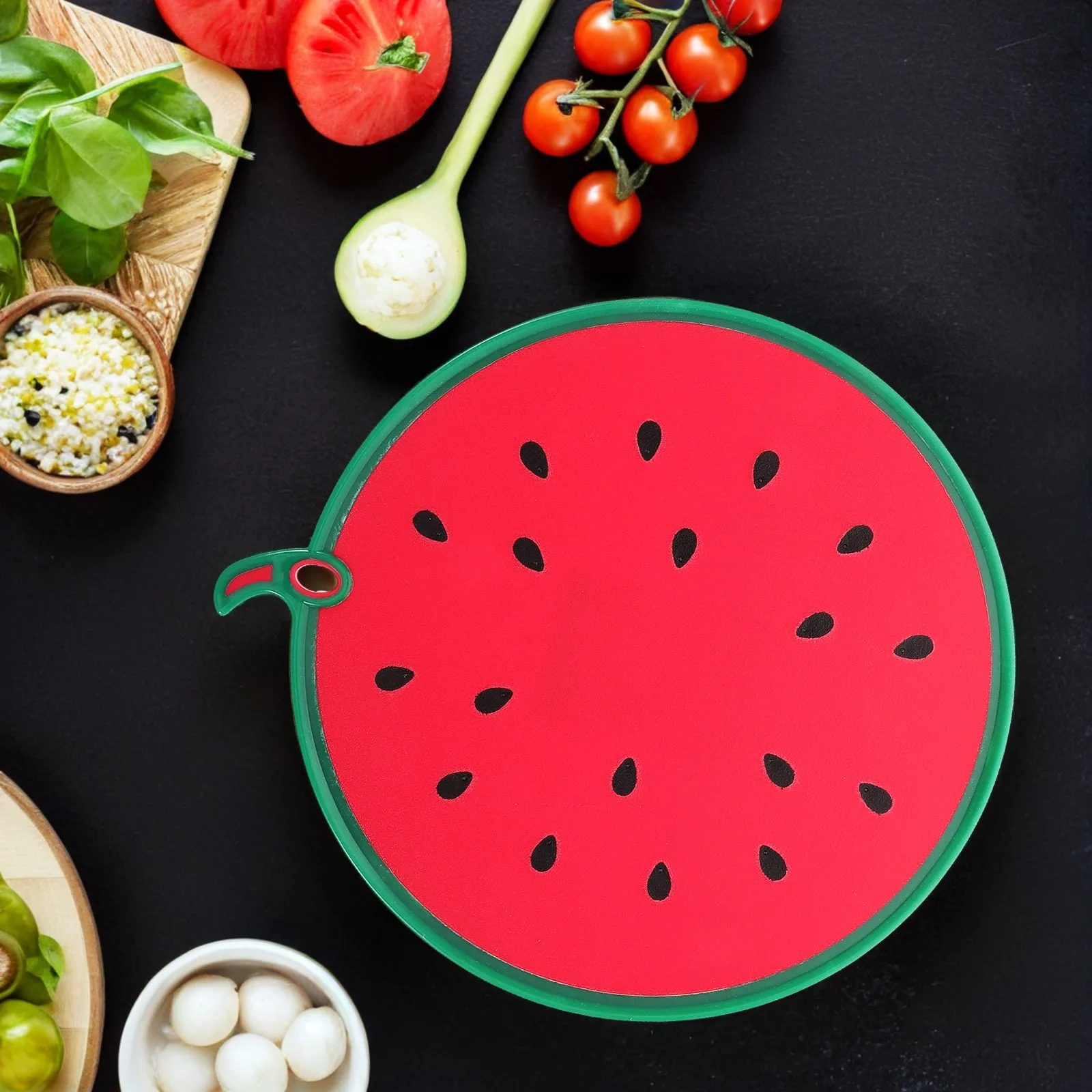 Stylish Watermelon Themed Cutting Board Reusable Plastic Chopping Mat for Fruits Vegetables Baby Food Scratch Resistant Easy view 5