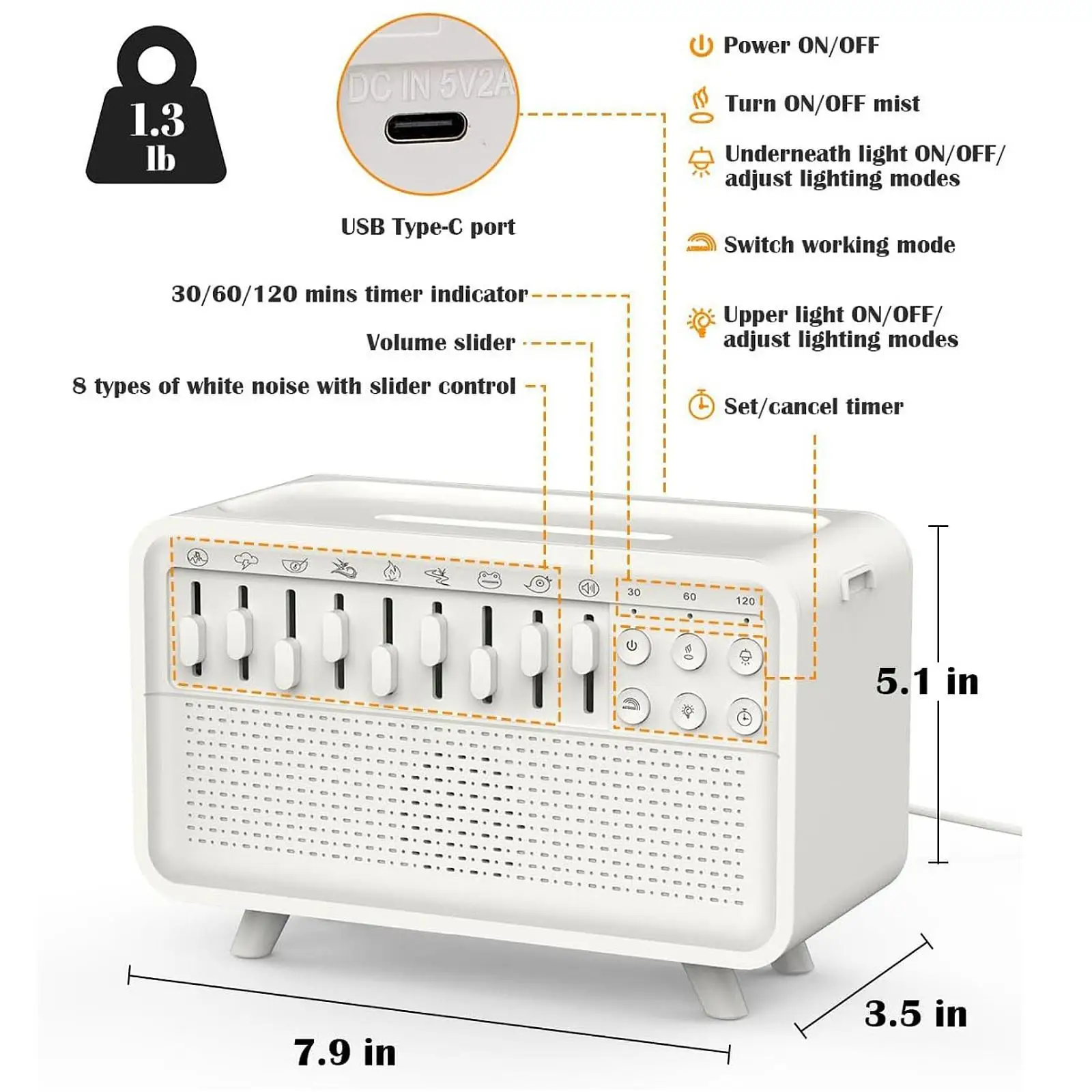 White Noise Sound Machine Diffusor Diffusor für ätherische Öle für Bürodekoration