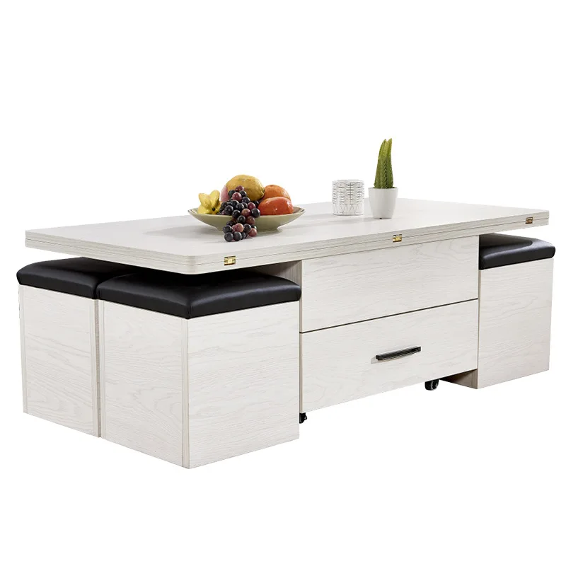 

Nordic simple multi-functional movable lifting rental house small apartment coffee table rising variable dining table