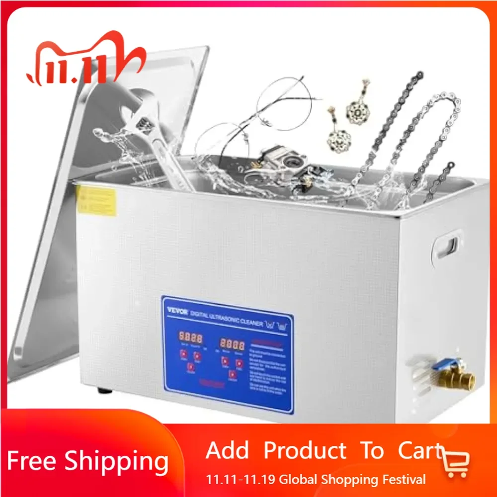 30L industrial ultrasonic cleaning machine with a total power of 1100W,used for cleaning tools, industrial parts,and instruments