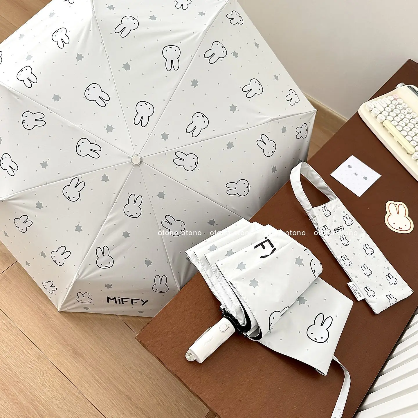 Lovable Kawaii Miffy Umbrella Woman Fold Automatic Gao Yan Value Sunny Rain Double-use Hide From Sunlight Sun-proof Parasol view 5
