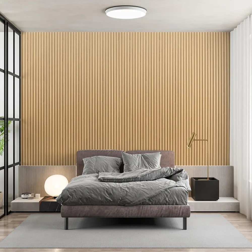 แผ่นผนังไม้ระแนง 8 แพ็ค, ผนัง 3D กันเสียง WPC 104 '' x 6.7''