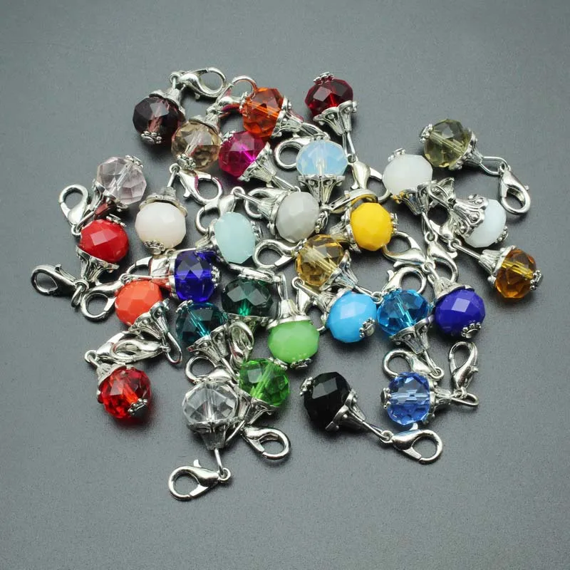 Mix Birthstone Cristal Feitos À Mão Dangle Charms, Fecho de Lagosta Pingente, Pulseira DIY, Acessório Jóias, 30 Cores, 150Pcs