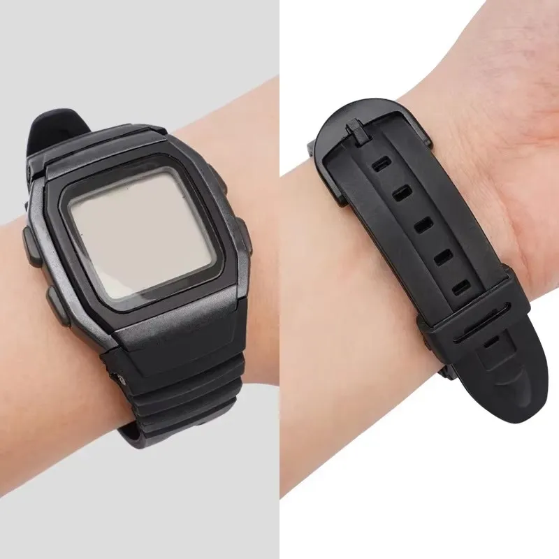 Black Resin Watchband for Casio W-96H Replacement Watch Strap W96H Bracelet Waterproof Sports Wristband