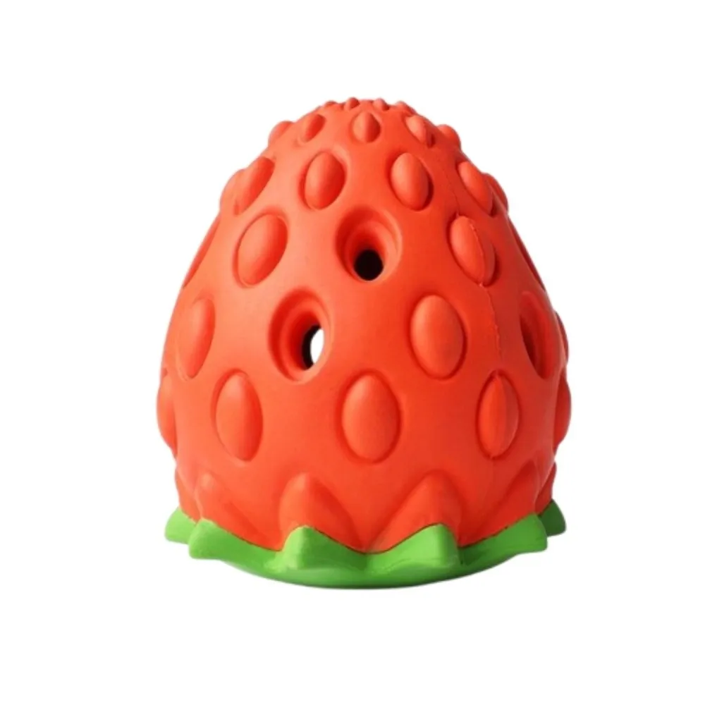

Strawberry Shaped Dog Chew Tooth Cleaning Bite Resistant Dog Food Leaking Ball Interactive Rubber Dog Grinding Teeth