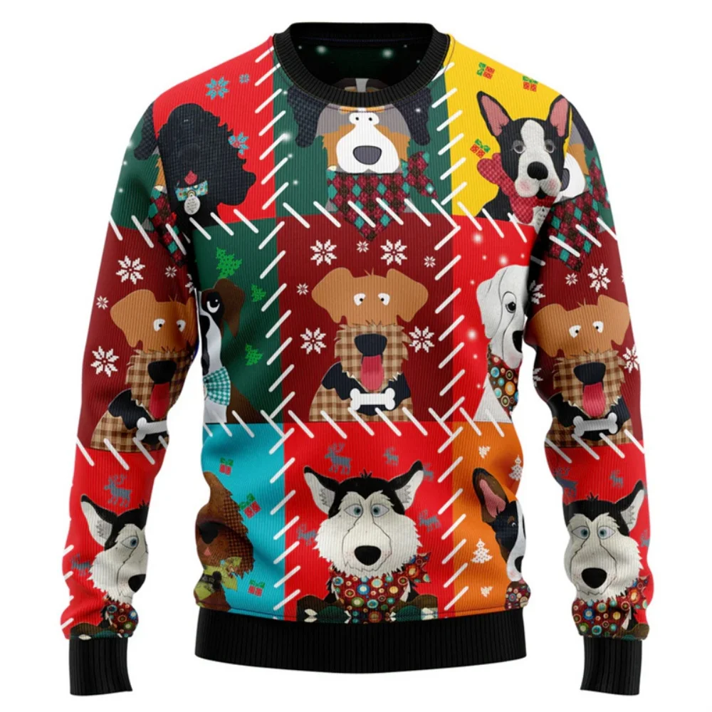 

Christmas Cartoon Dog Ugly Sweater Men 3D Print Animal Sweatshirt Merry Christmas Family Pullover New Year Tops Crew Neck Hoodie