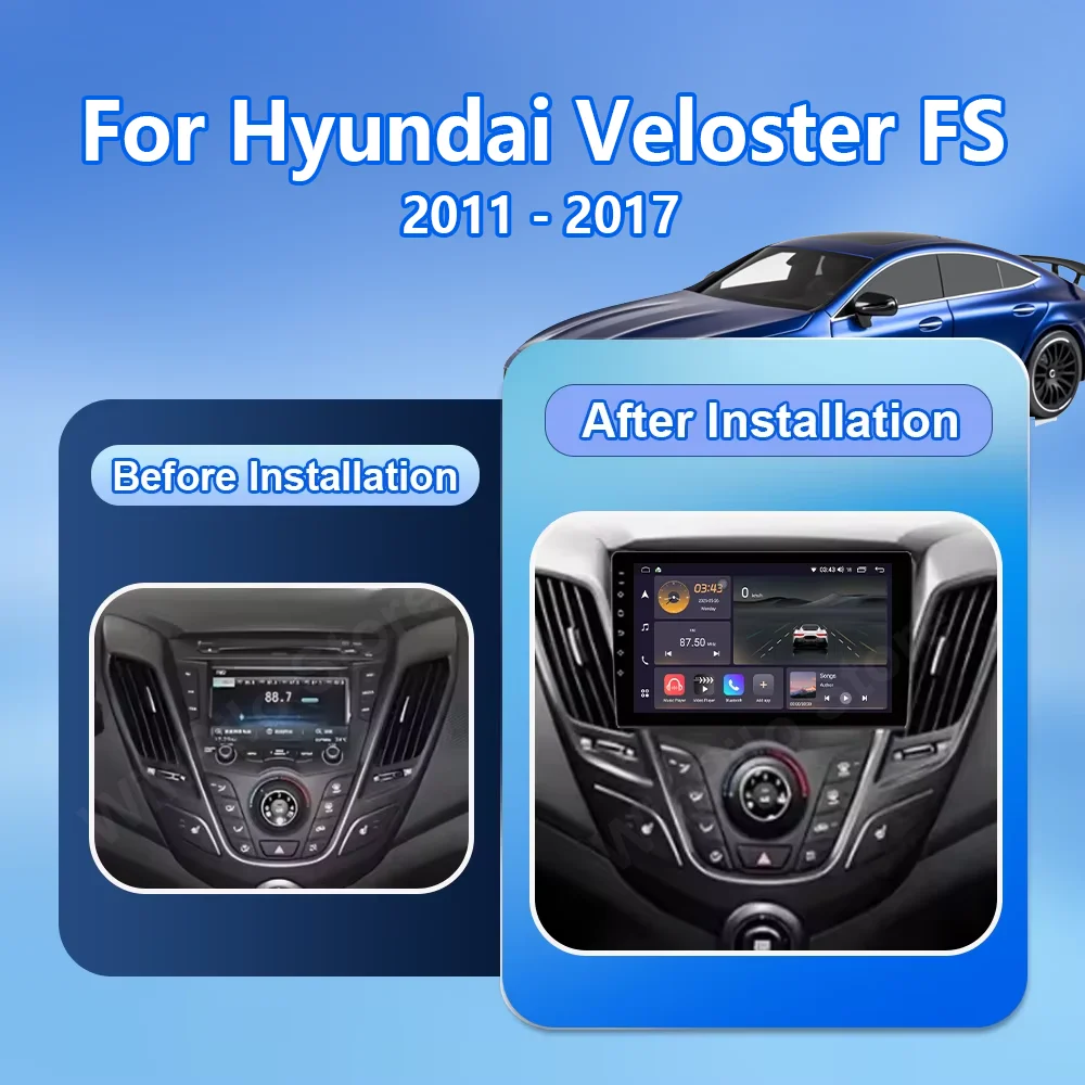 Android 16 Carpaly Navigation GPS For Hyundai Veloster FS 2011-2017 Auto Multimedia Video Player Touch Screen 4G WIFI Car DVD BT