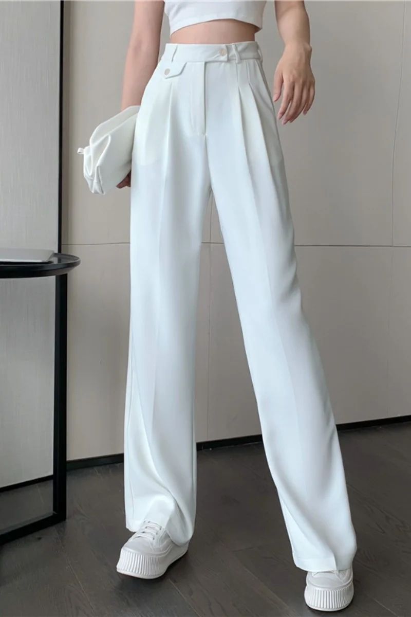 Tuta Versatile pantaloni a gamba larga pantaloni Casual a vita alta Slim a vita alta da donna primavera ed estate