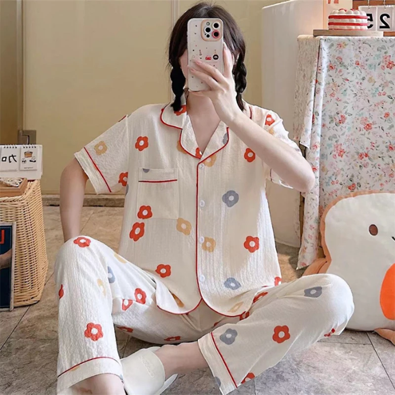 

Summer Women's Pajamas Ins Princess Style Cute Short-sleeved Trousers Thin Home Clothes Suit