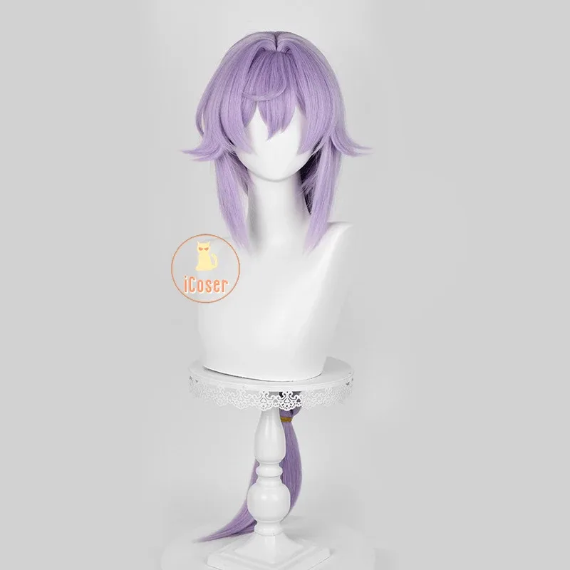 ICoser Honkai Star Rail Baiheng-Peluca de Cosplay para mujer, juego de cola de caballo larga púrpura, Quintet de alto nube, accesorios para fiesta de Halloween