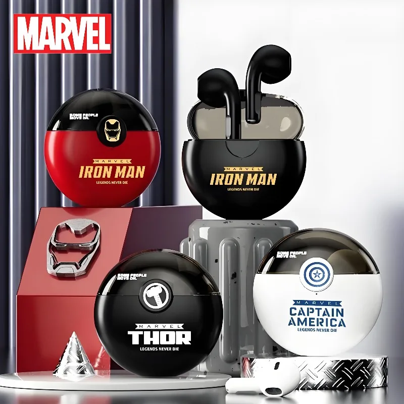 

MARVEL Bluetooth Earphones Iron Man Movie Cool in Ear Style Voice Control Noise Reduction Gaming Clear Wireless Earphones Gift